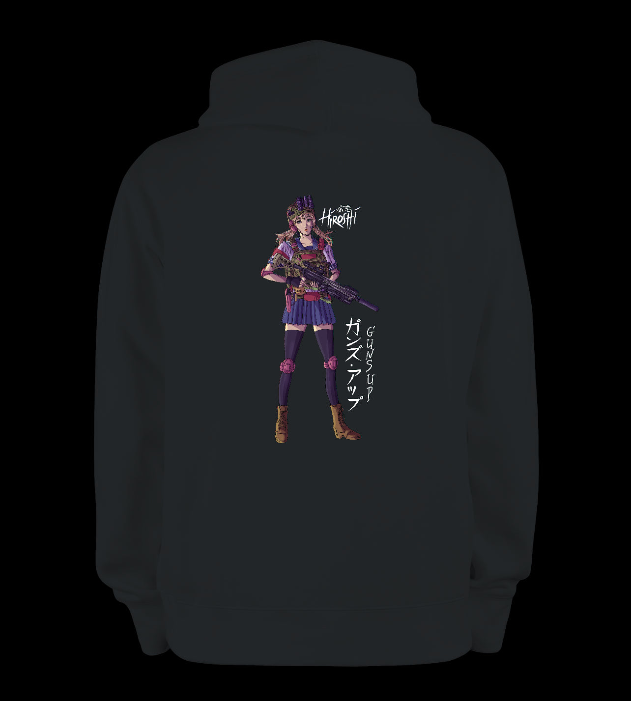 Anime Girl Guns Up Hoodie